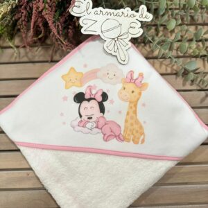Capa de baño Minnie jirafa rosa