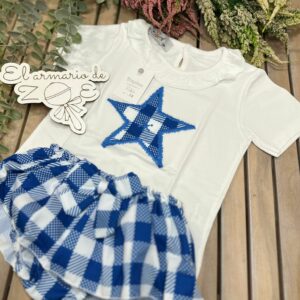 Conjunto estrella blanco y azul niña