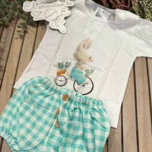 Conjunto conejo verde Vichy