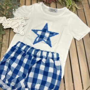 Conjunto estrella blanco y azul niño