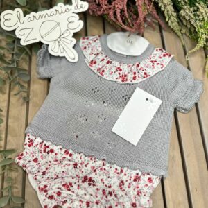 Conjunto hilo gris y rojo